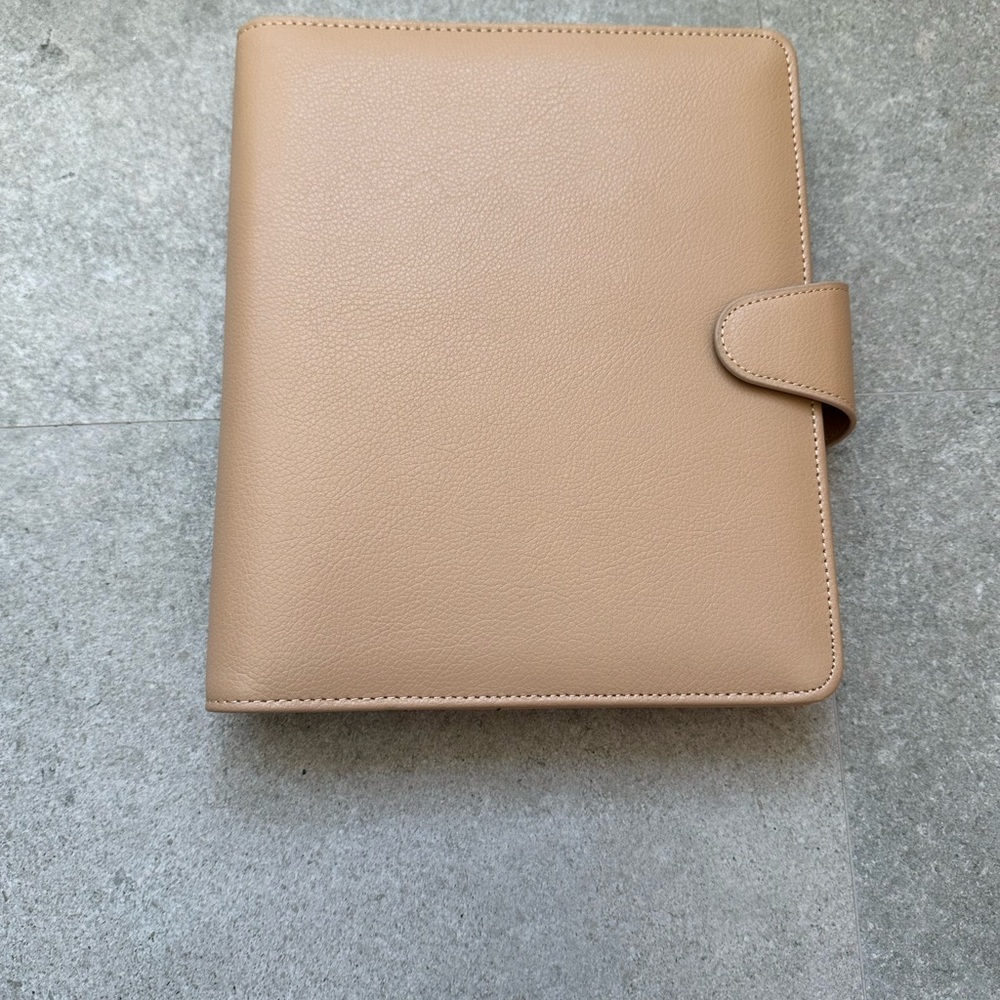 Kikki.k Nude Leather Planner B6 Medium 8 x 6.5, 6 Ring White, With Inserts